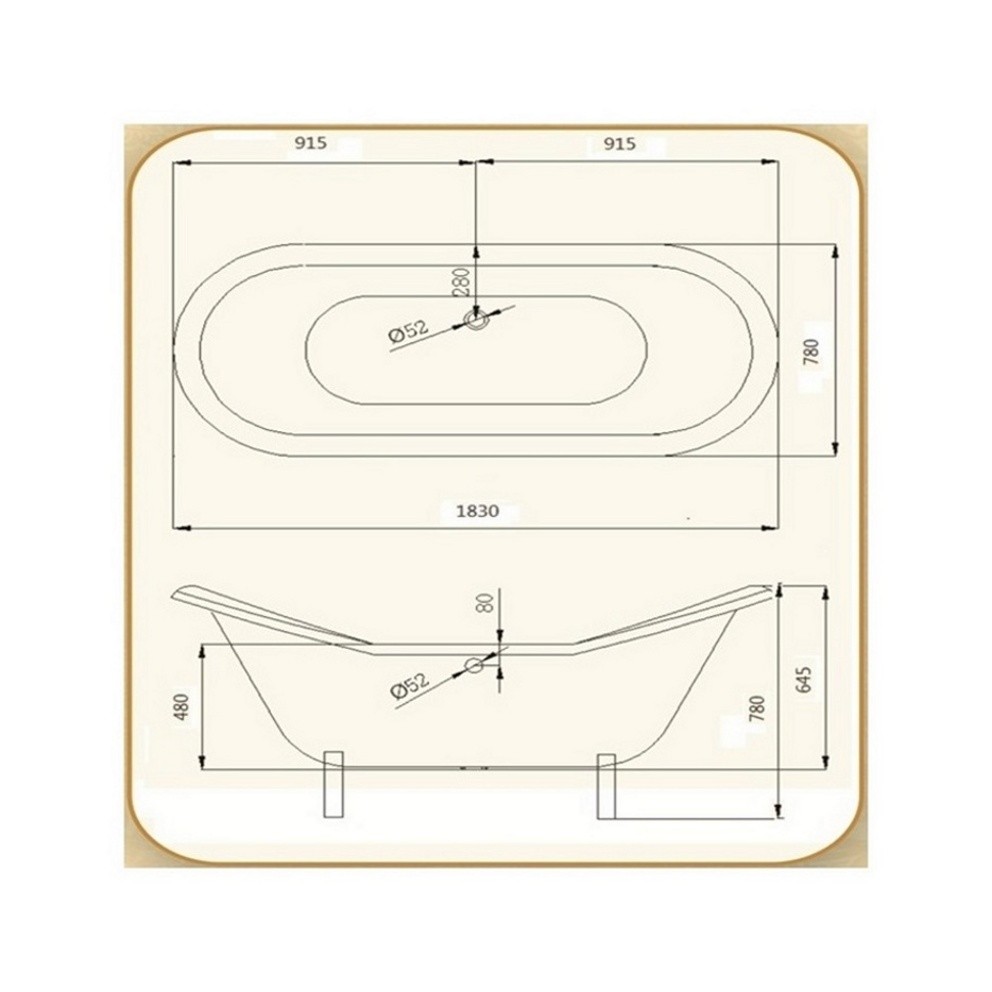 Ванна чугунная RECOR Antique 180x77 с белыми ногами- фото2