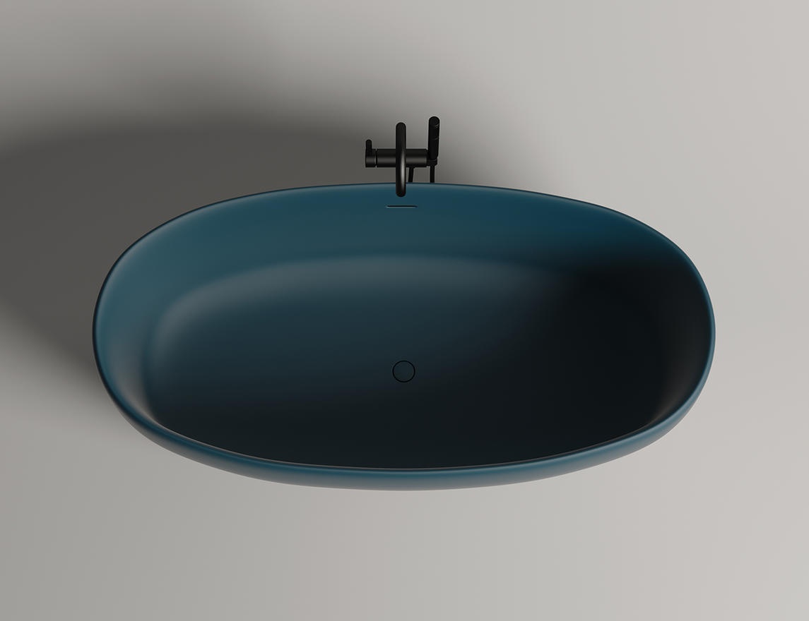 Ванна из камня Salini Luce 1700х850х580мм S-Stone матовая. цветная по шкале RAL полностью