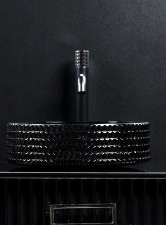 Раковина хрустальная круглая чаша Boheme 817-B (390х180, черная)- фото2