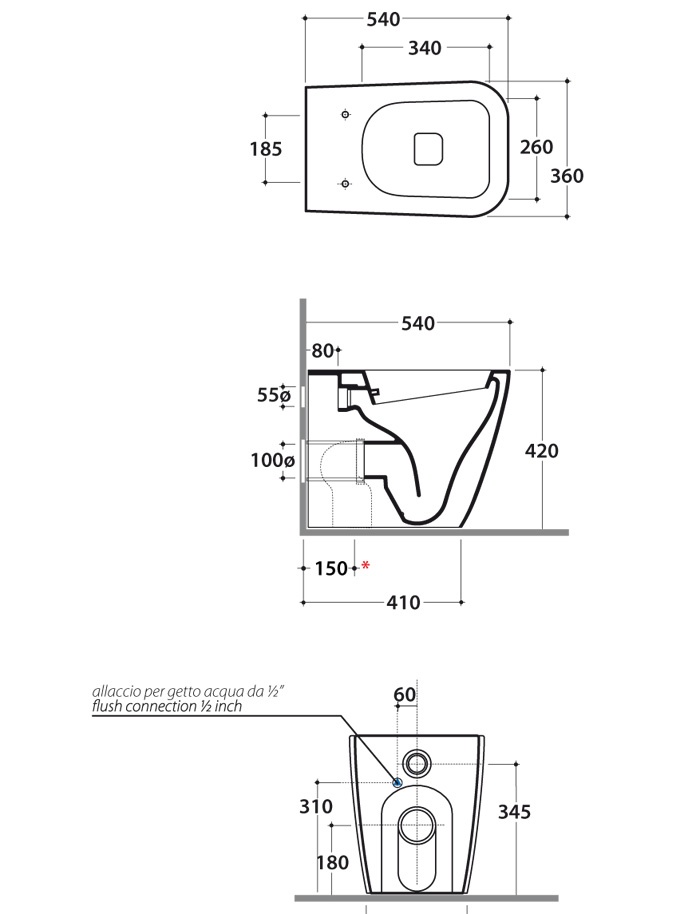 Унитаз-биде напольный 54x36 Globo Stone SSNB1.BI - фото2