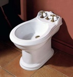 AZZURRA JUBILAEUM биде напольное 59*40см с 3 отв под смеситель, цвет белый с креплением к полу- фото