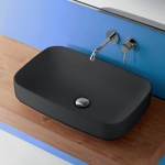 Kerasan Tribeca Раковина накладная 70х43см, без отв. под смеситель, цвет: черный матовый- фото