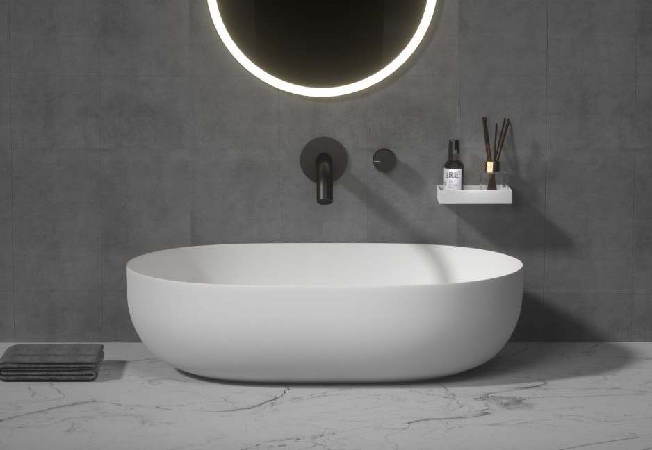 Раковина-чаша Boheme кориан овальная матовая, Slim 500*350*135- фото2