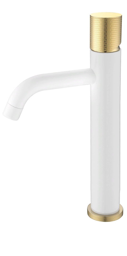Смеситель Boheme Stick 122-WG.2 для раковины, white touch gold- фото