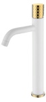 Смеситель Boheme Stick 122-WG для раковины, white diamond gold- фото