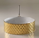 Artceram ROMBO Раковина накладная 44 см, без отв под смеситель, без слив перелива, цвет золото- фото