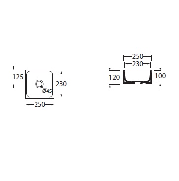 Azzurra Раковина чаша Geometric квадратная 25x25xh12 см,без перелива, без отв. под смеситель, цвет белый- фото2