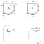 Раковина подвесная угловая Simas Arcade 57см- фото2
