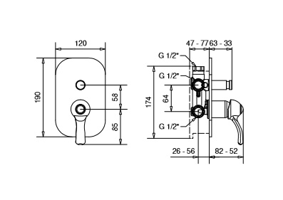 Смеситель скрытого монтажа Bugnatese Lem 1972- фото2