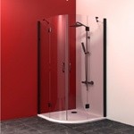 Душевое ограждение Vegas AFS 90*90 черный матовый профиль- фото