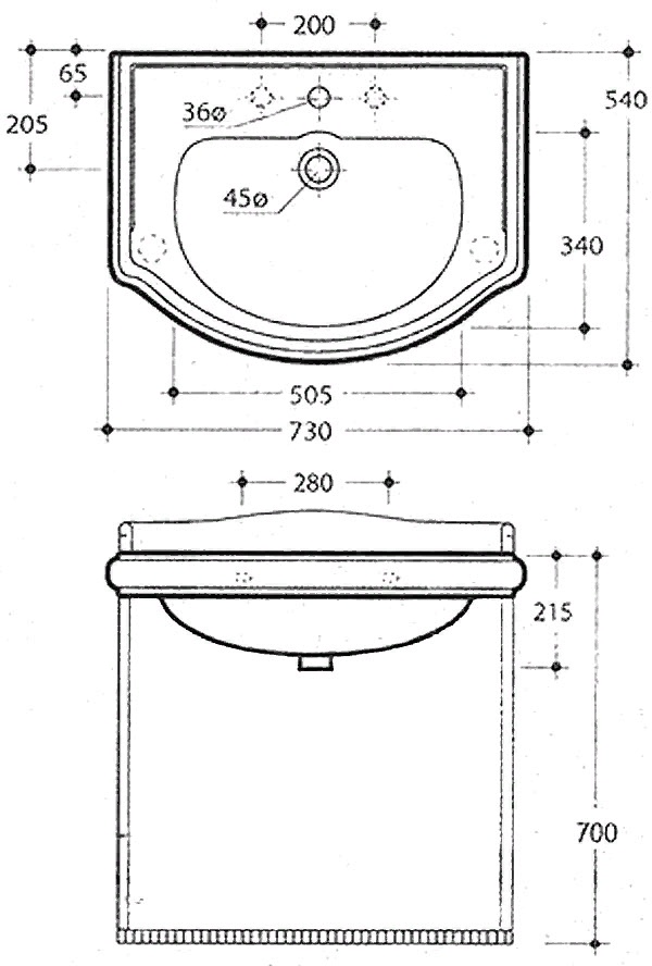 BELLA Раковина Консоль подвесная 73 см с решеткой Migliore хром- фото3