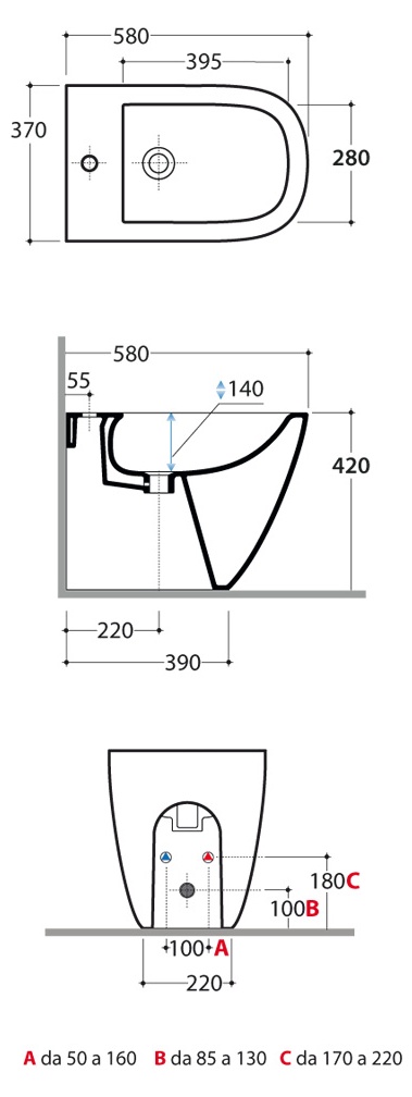 Биде напольное 58x37 Globo Stockholm LA009.BI- фото2