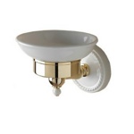 Devon DOROTHY мыльница (керамика белая) настенная, держатель цвет: золото светлое/белый- фото