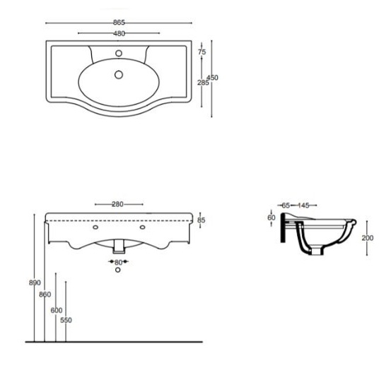 Раковина-консоль Althea Ceramica Classic Royal 30355- фото2