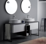 SIMAS Frame Комплект мебели с 2 ящиками и открытым элементом, 181x57xh72см, Цвет: серый ясень/белый- фото