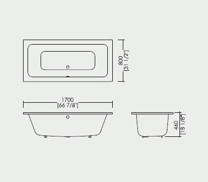 Devon&Devon Battersea Ванна встроенная чугунная прямоугольная 170x80xh46 cм, цвет: белый- фото2