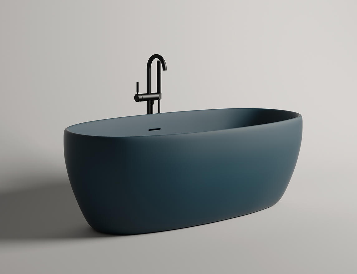 Ванна из камня Salini Luce 1700х850х580мм S-Stone матовая. цветная по шкале RAL полностью