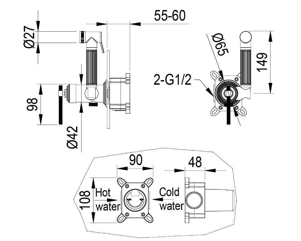 Смеситель гигиенический Boheme ETERNA CHROME 177-CR- фото2