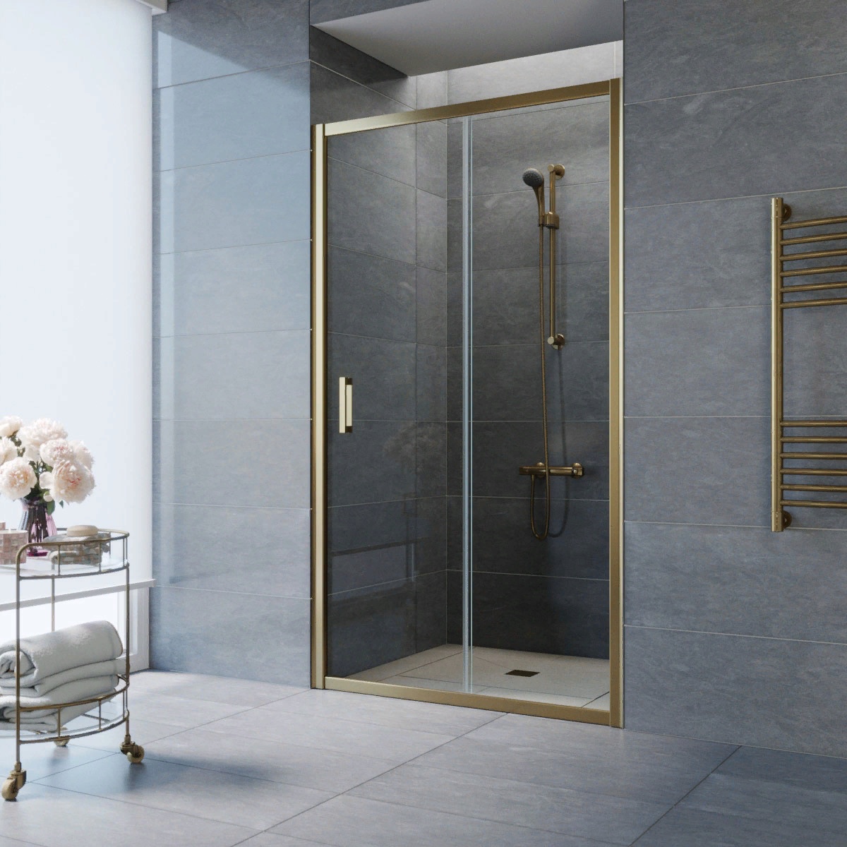 Душевое ограждение в проем Vegas ZP 100 бронзовый профиль- фото