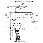 XOR Citterio E, Смеситель для раковины высокий, однорычажный,неперекрываемый сливной гарнитур- фото2