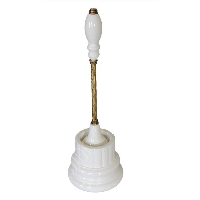 Devon DOROTHY Ерш для унитаза напольный, колба - керамика белая, ручка ерша: состаренная бронза/белый- фото