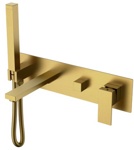 Смеситель для ванны встраиваемый с душ набором Boheme Qubic Bronze 474-2-BR- фото