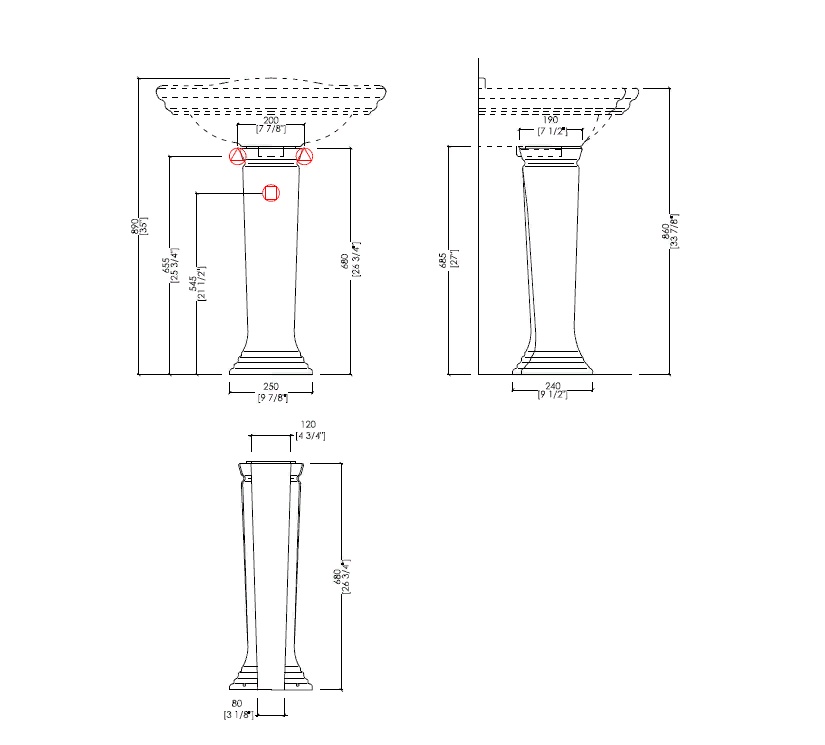 Devon&Devon Westminster Раковина 69х49 см, 3 отв., на пьедестале, цвет: белый- фото4