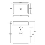 Simas Agile Раковина 60х40 см, без отв., на столешницу, без перелива, цвет: белый- фото3