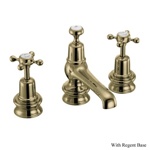 Смеситель для раковины Burlington CLR12 GOLD подвышенный на 3 отверстия с донным клапаном. Золото- фото