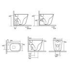 Kerasan Tribeca Унитаз напольный пристенный 55 см БЕЗОБОДКОВЫЙ, c креплением WB5N, цвет: черный матовый- фото2