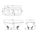 Devon Cherie Iron Effect Ванна чугунная (без отв-й для смесит),1685х760хh680 см, цвет: белый, ножки Flora полиров. аллюминий(без слива-перел)- фото3