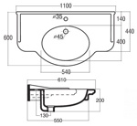 Раковина-консоль Althea Ceramica Classic Royal 40129- фото2