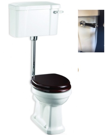 Унитаз на средней трубе с ручкой смыва Burlington P2+C1 BLA+T31 CHR- фото