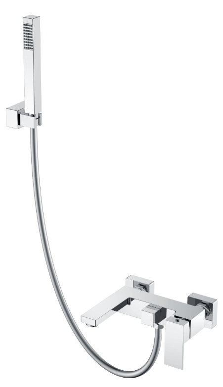Смеситель для ванны с душ набором Boheme Qubic Chrome 473-CR- фото