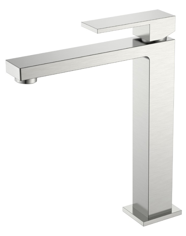 Смеситель для умывальника высокий Boheme Qubic Brushed Nickel 472-NB- фото