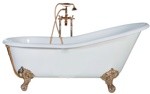 Ванна чугунная RECOR Slipper 170x76 с золотыми ногами- фото2