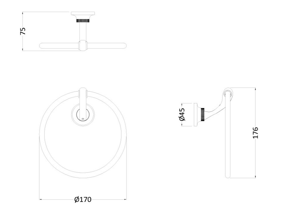 Полотенцедержатель круглый Burlington Guild одинарный, цвет Золото- фото2