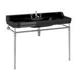 Раковина черная 120 см Burlington Edwardian на 1,2 или 3 отверcтия с хромированным подстольем- фото