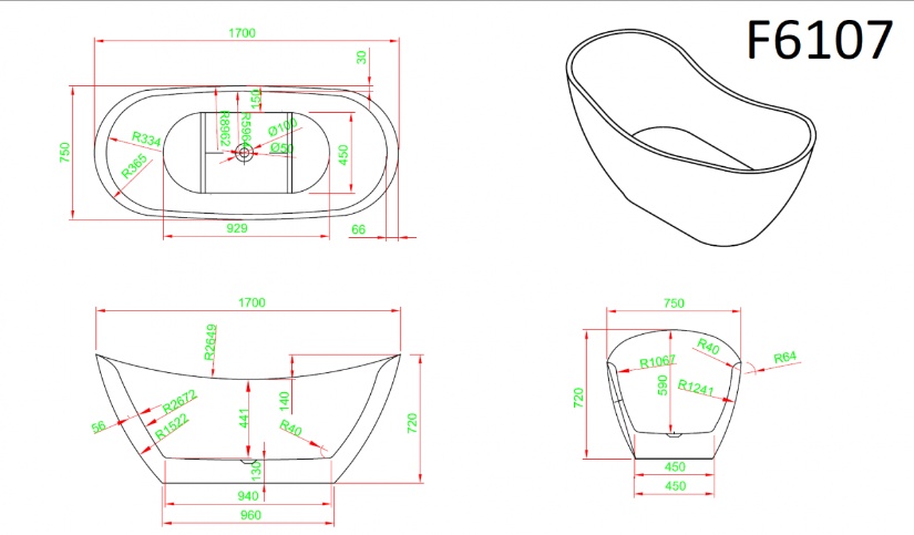 Ванна Frank F6107 White отдельностоящая.- фото6