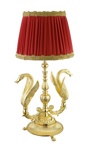 Лампа настольная, абажур красная ткань с золотой оторочкой Migliore Luxor арт.26123