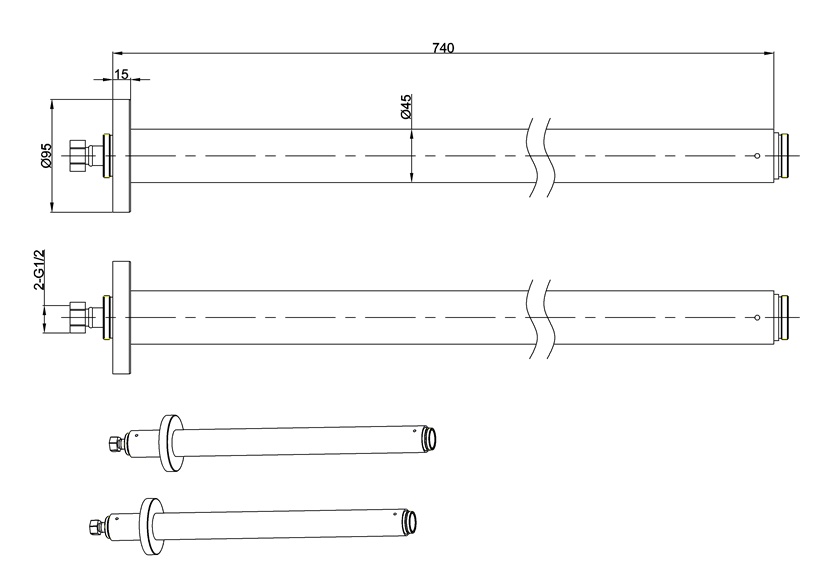 Смеситель напольный для ванны с душ набором Burlington Riviera RIV4 CHR+RIV5 CHR . хром- фото3