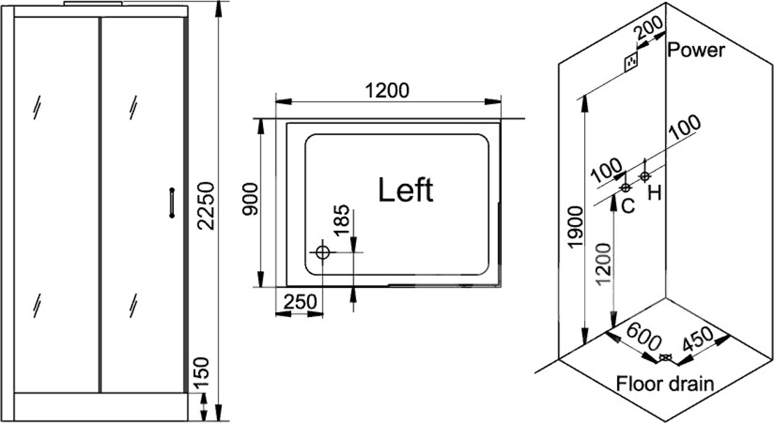 Гидромассажная кабина с парогенератором Grande Home WS117 /S6 black правая/левая- фото3