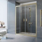 Душевое ограждение в проем Vegas Z2P 150 золотой профиль/прозрачное стекло- фото