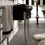 KERASAN Retro Комплект мебели 100 см, цвет: черный глянец, ножки: хром, ручки: кристалл/кольцо-хром- фото3