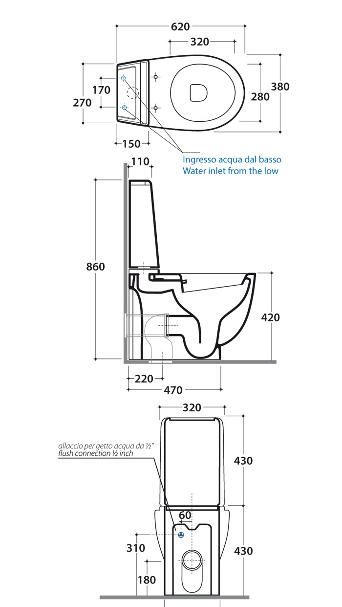 Унитаз моноблок 38x62 Globo Bowl+ SBB03.BI - фото2