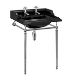 Классическая раковина черная Burlington Classic на 1,2,3 отверстия с хромированным подстольем- фото