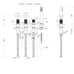 Gessi Inciso+ Смеситель для ванны на 4 отверстия для наполнения через слив-перелив, переключатель, шланг 1,50 м, цвет: black XL- фото2