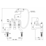 Смеситель для ванны Burlington KE15 с ручным душем, набортный/хром- фото2