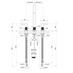 Gessi Inciso- Смеситель для раковины на 3 отверстия с донным клапаном на 1 1/4”, соединительные шланги на 3/8”, цвет: black XL- фото2