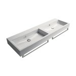 GSI Kube Двойная раковина с переливом 150x50 без отверстий под смеситель, цвет белый- фото